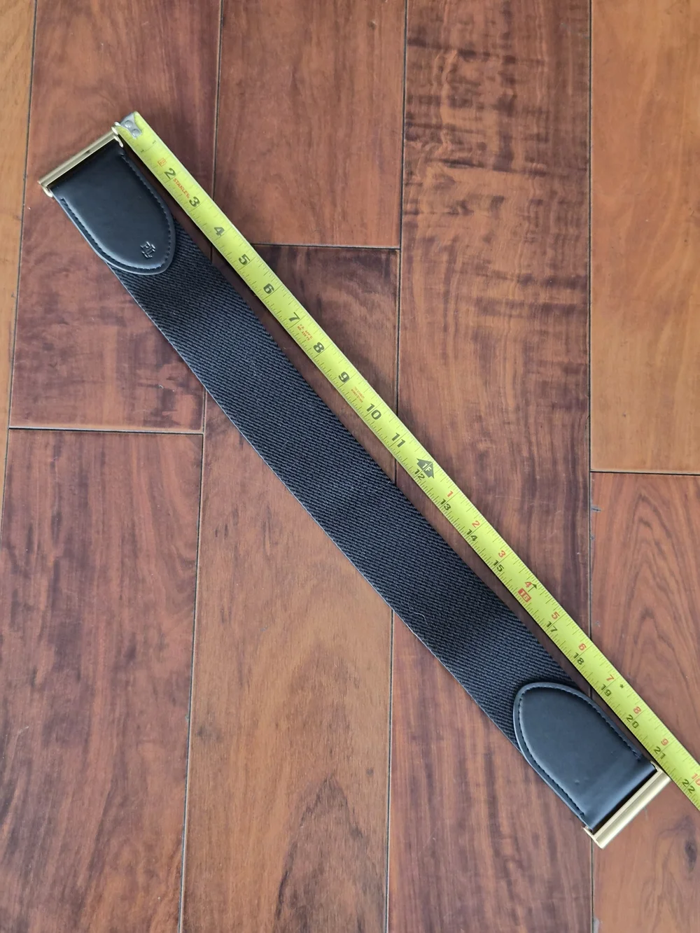 Ralph Lauren Black Elastic Stretch Waist Belt Gold Hardware XS